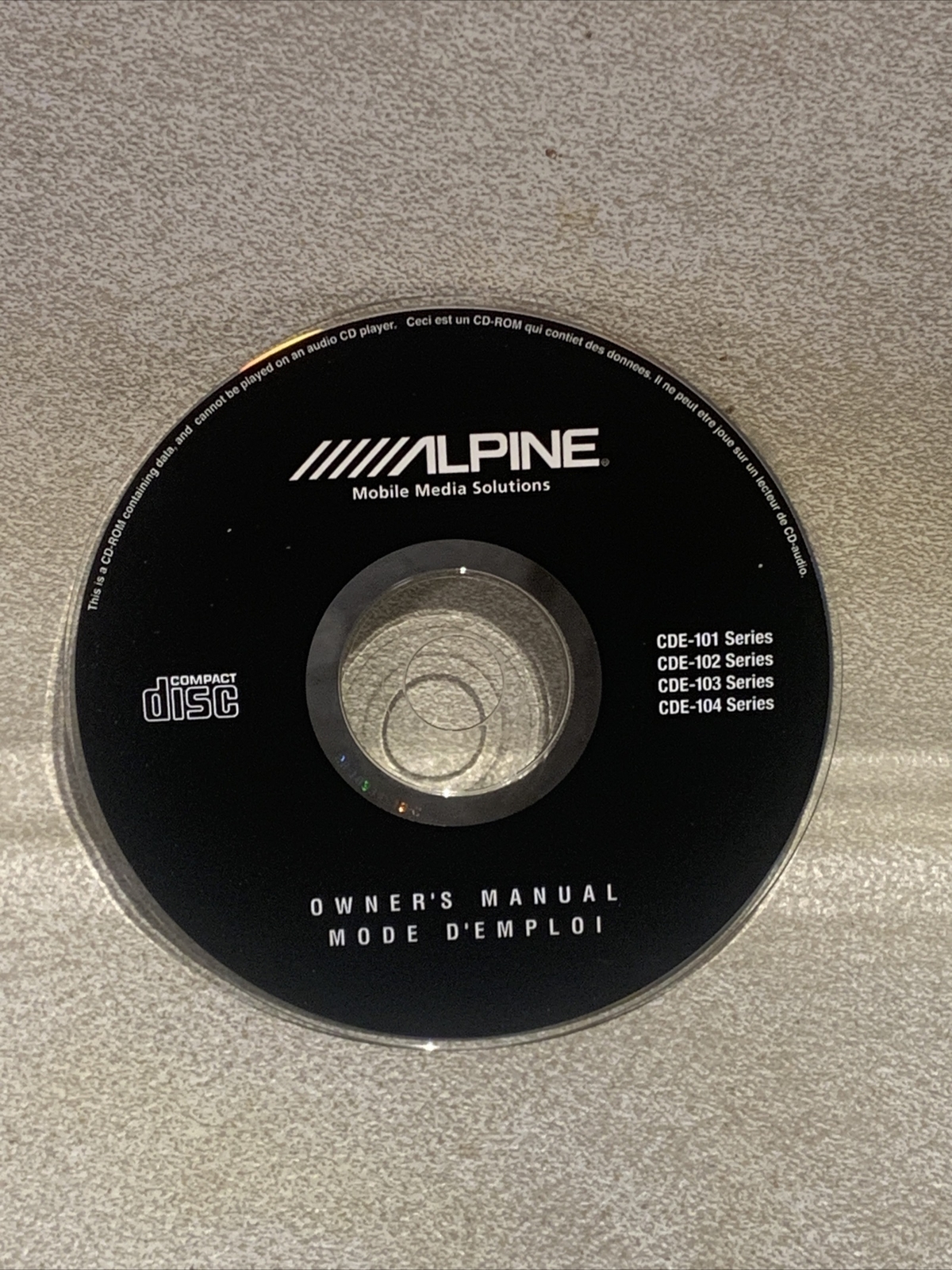 Alpine CDA/CDE series Owner's Manual CD
