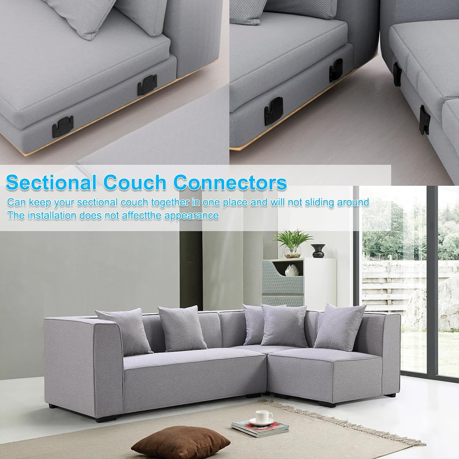 Sectional Couch Metal Connectors,4 Pcs Universal Sofa Interlocking Furniture Con