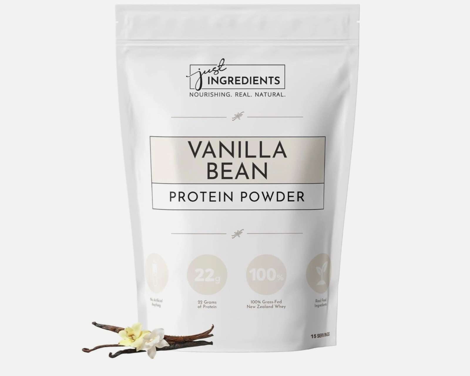 Just Ingredients Vanilla Protein Powder | 22g Protein 15 Servings Grass-Fed Whey