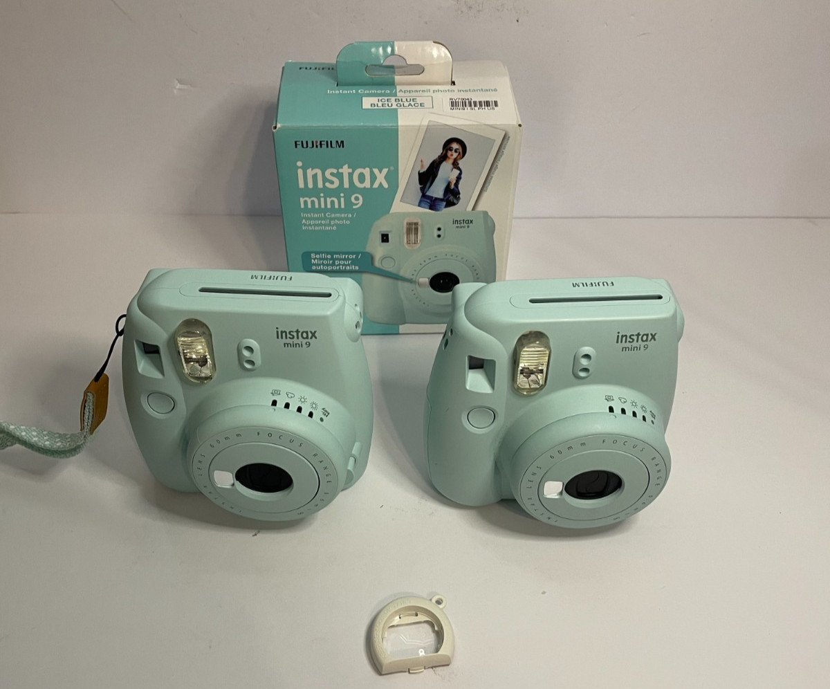 FUJIFILM Instax Mini 9 Ice Blue Instant Film Camera Lot of 2