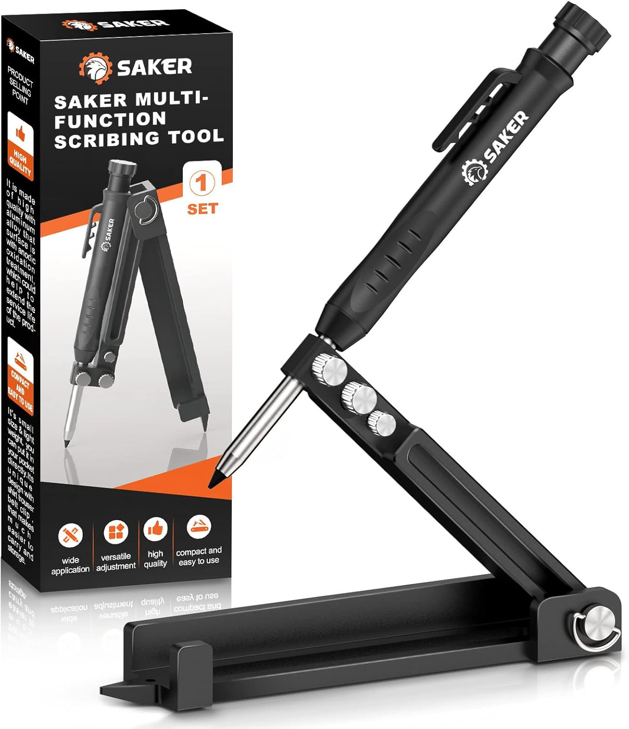 Saker Multi-Function Scribing Tool- Construction Pencil- Aluminum Alloy Scribe T