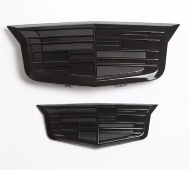 Black Gloss Cadillac Logo Front &Rear Emblem Badge for ATS XTS 2015-2019