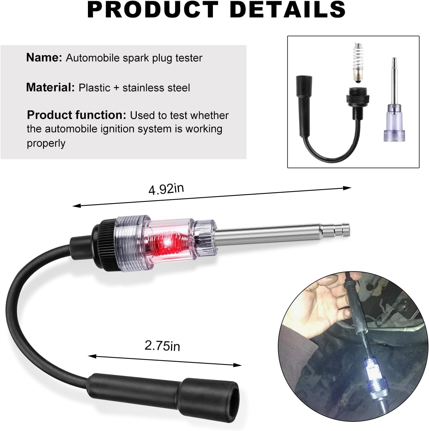 Professional Spark Plug Tester - Durable & Lightweight with Indicator Light