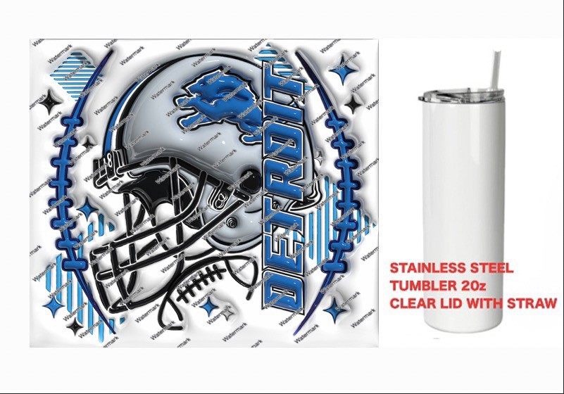 LIONS    -  PUFFY 3D NFL HELMET Tumbler 20 oz Stainless Steel