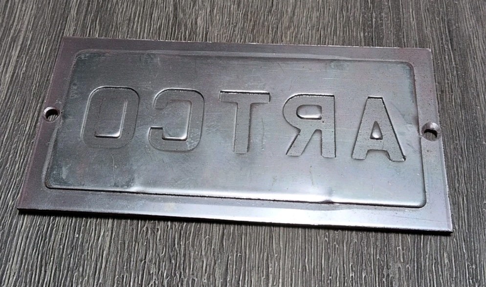 Vintage ARTCO Cast Aluminum Machine Nameplate Industrial Tool Tags VTG