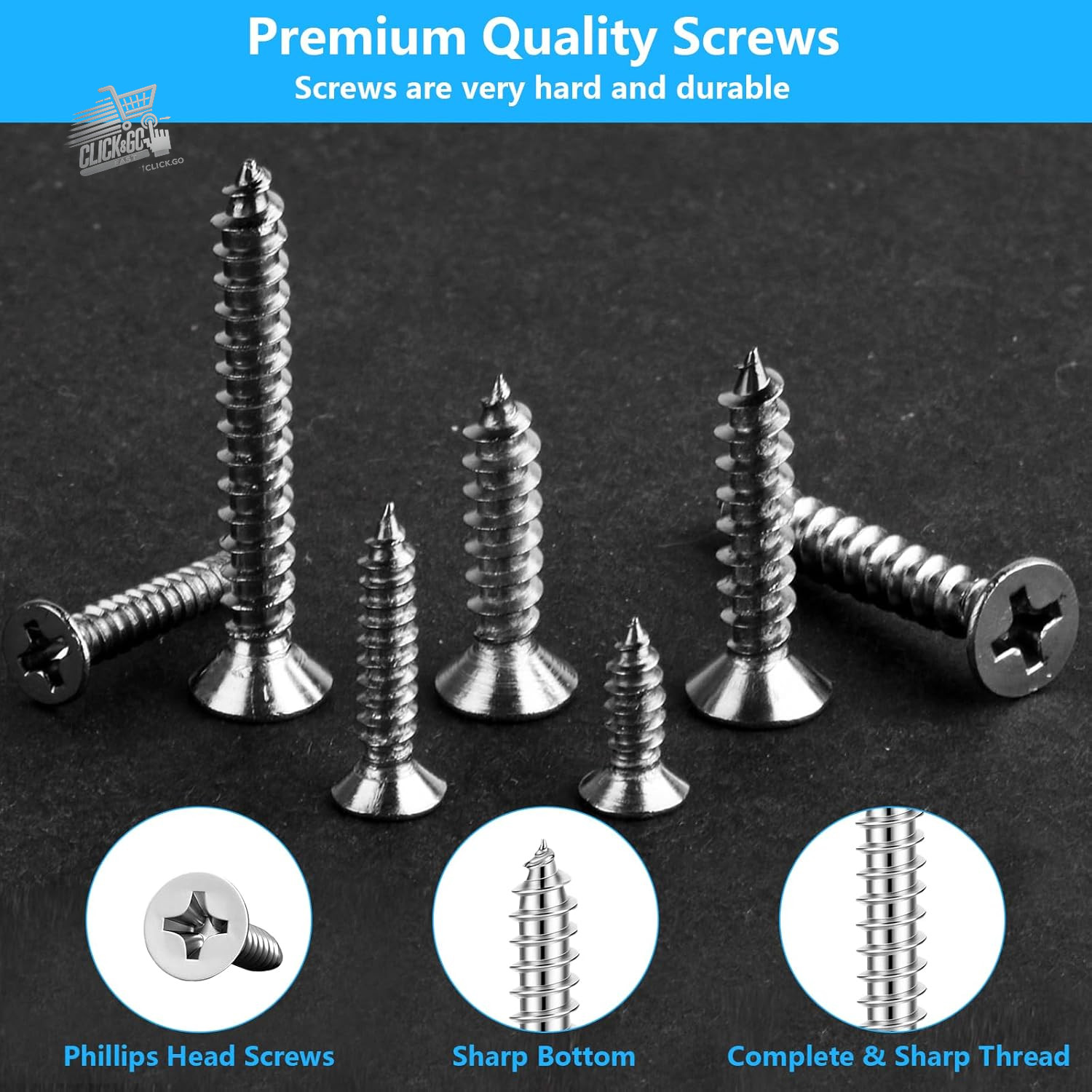1235 Pcs M2 M3 M4 Wood Screw Set, Self Tapping Screw Kit for Metal,
