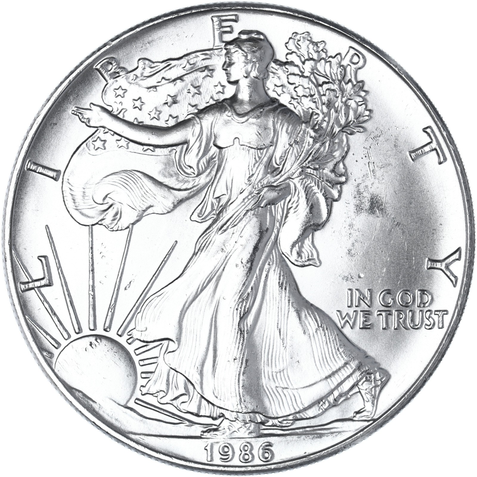 1986 American Silver Eagle 1 Oz Uncirculated Coin Damaged Marks See Pics K094