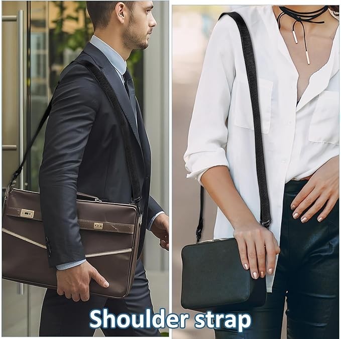 2 Pack Adjustable Black Bag Straps with Clips Replacement Shoulder Sling Strap