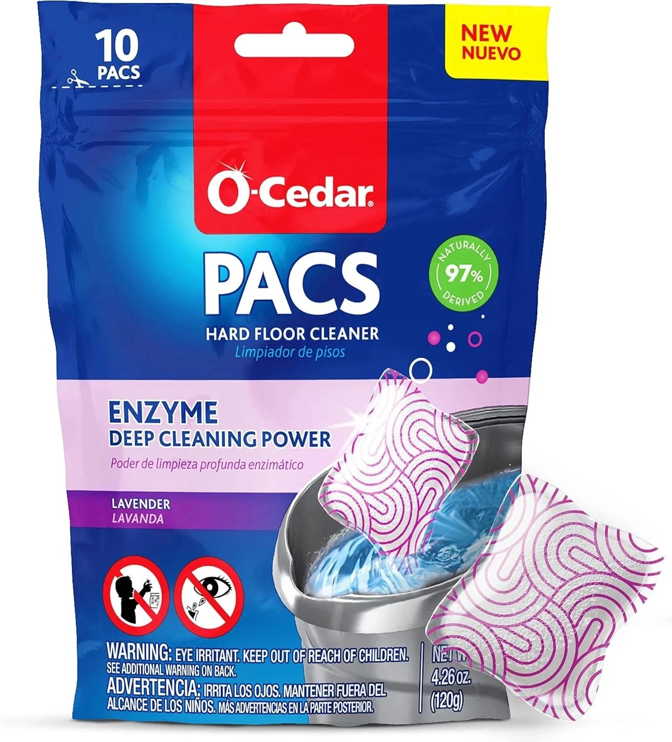 O-Cedar PACS Hard Floor Cleaner – Lavender Scent – 10 Count (3-Packs) Naturally