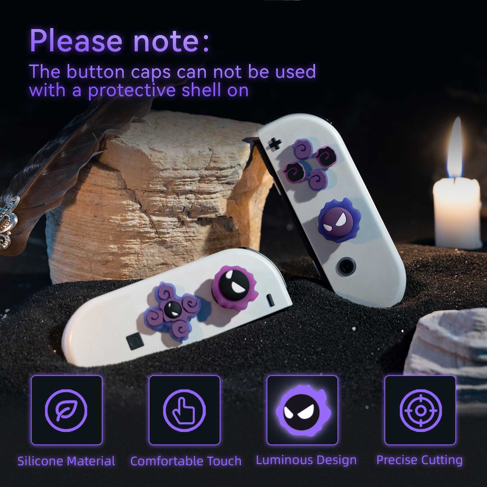 Luminous Devil D-Pad & Button Cap for Nintendo Switch / OLED Joy-con Cover Set