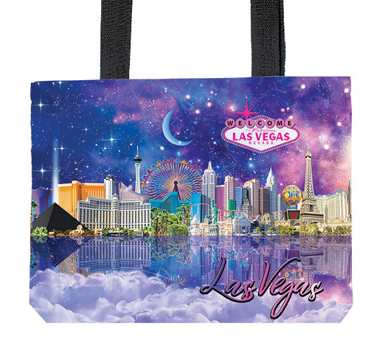 Las Vegas Sign Hotels Casino Nylon Handbag Purse Bag Tote Zippered Night Sky