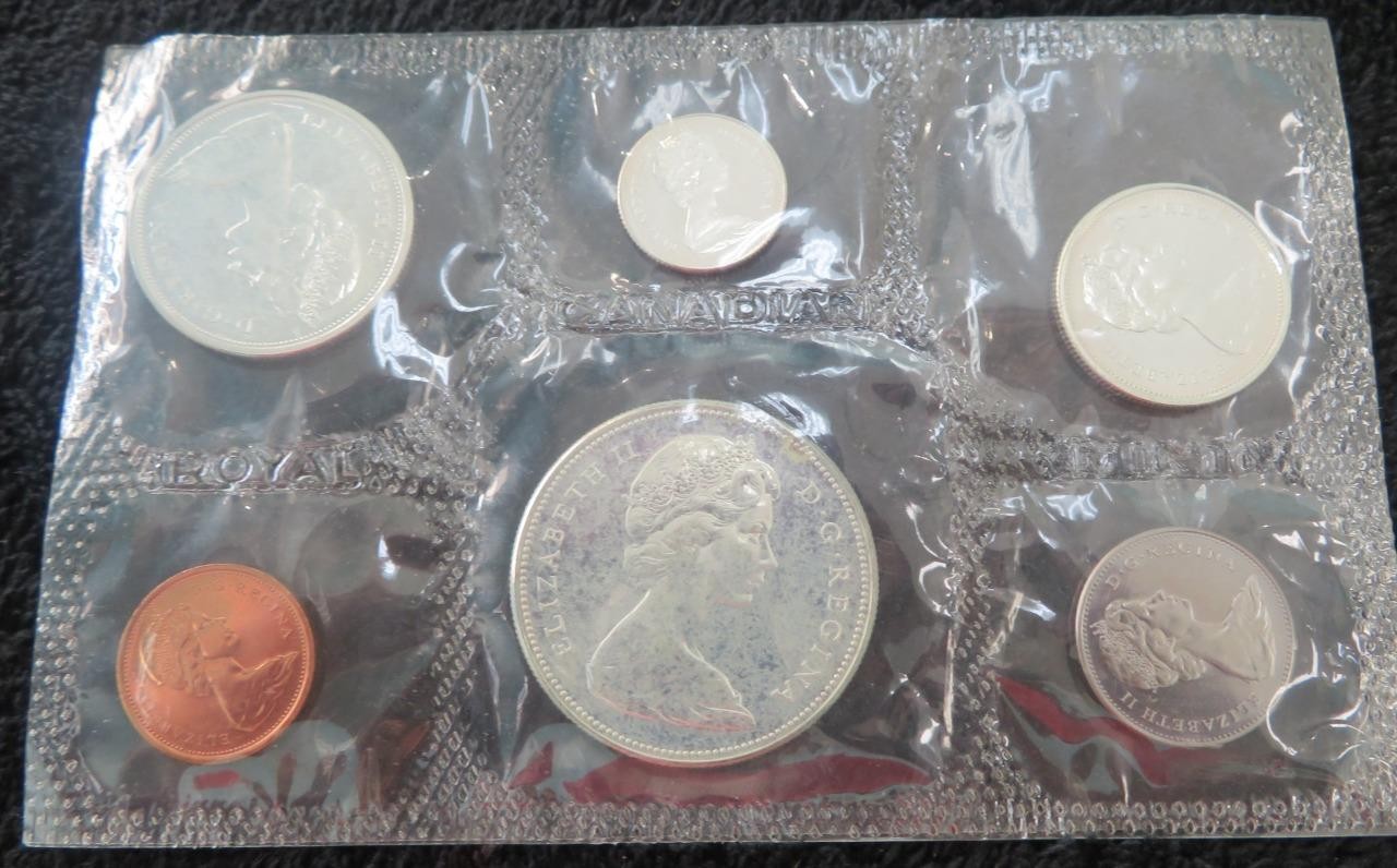 1967 Canada Uncirculated Centennial Silver Set 6 Coins 1cent - 1dollar