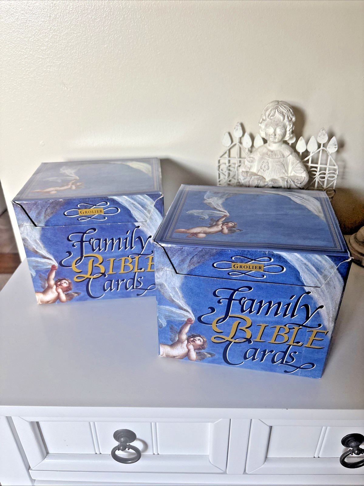 2 box Grolier Family Bible Cards Christian Homeschool Church Sunday School Learn