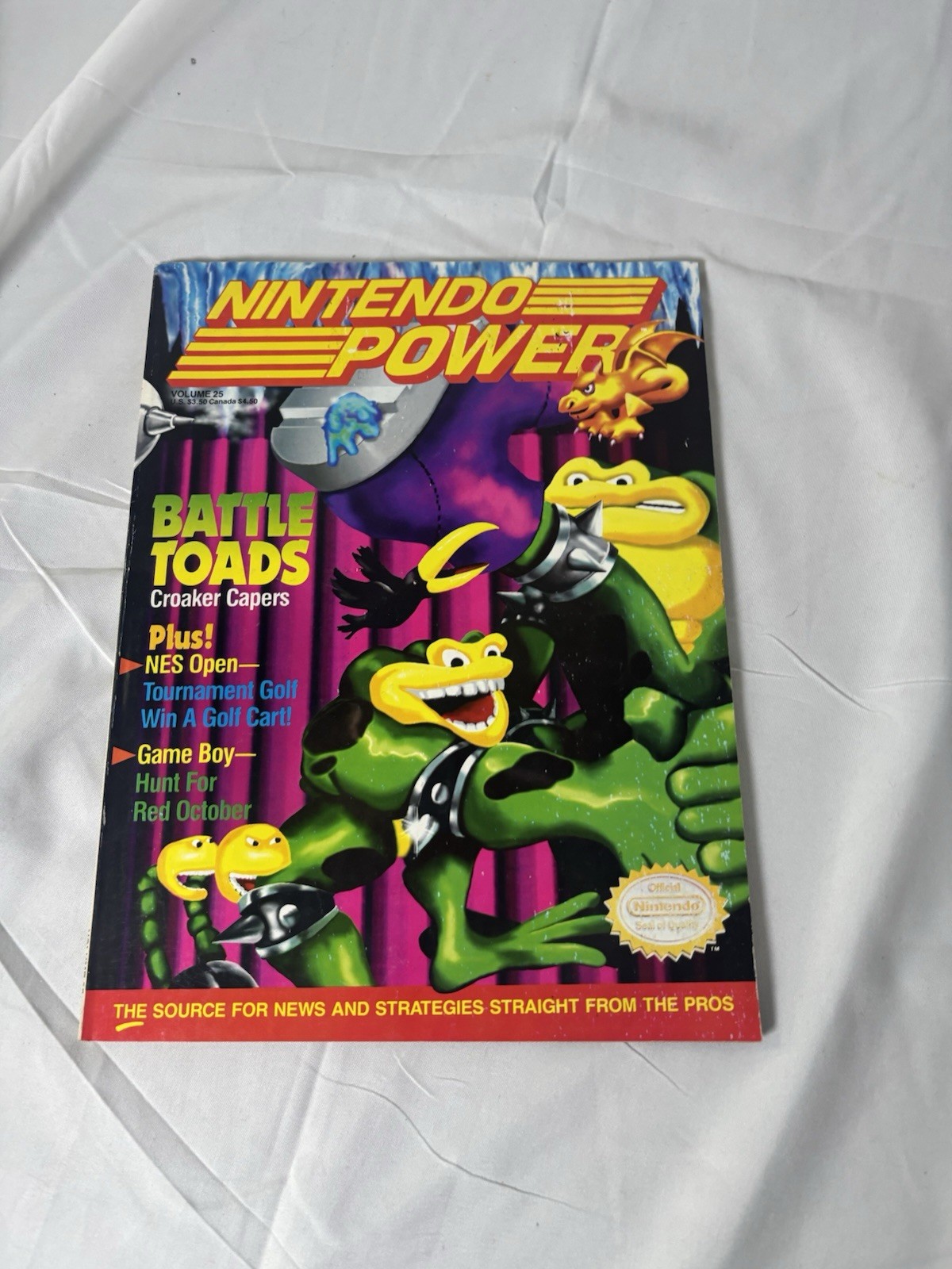 RARE VINTAGE 1991 NINTENDO POWER MAGAZINE VOL 25 BATTLE TOADS RED OCTOBER CLEAN