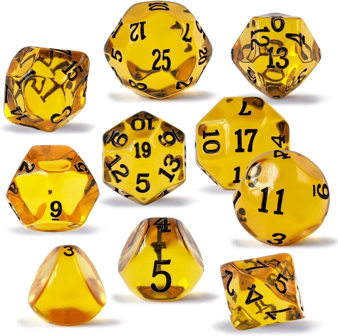 10 Pieces Odd Numbered Polyhedral Dice Set D3-D25, Odd Number Dice D3, D5, D7...