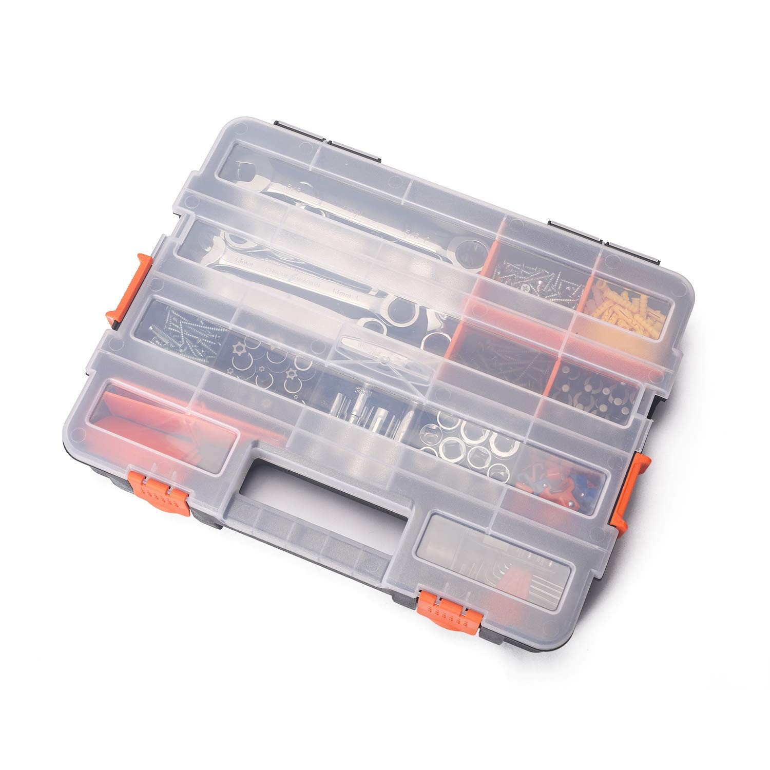 Makitoyo Tool Box Organizers, Interlocking Black 2 PCS Set Toolbox, Orange