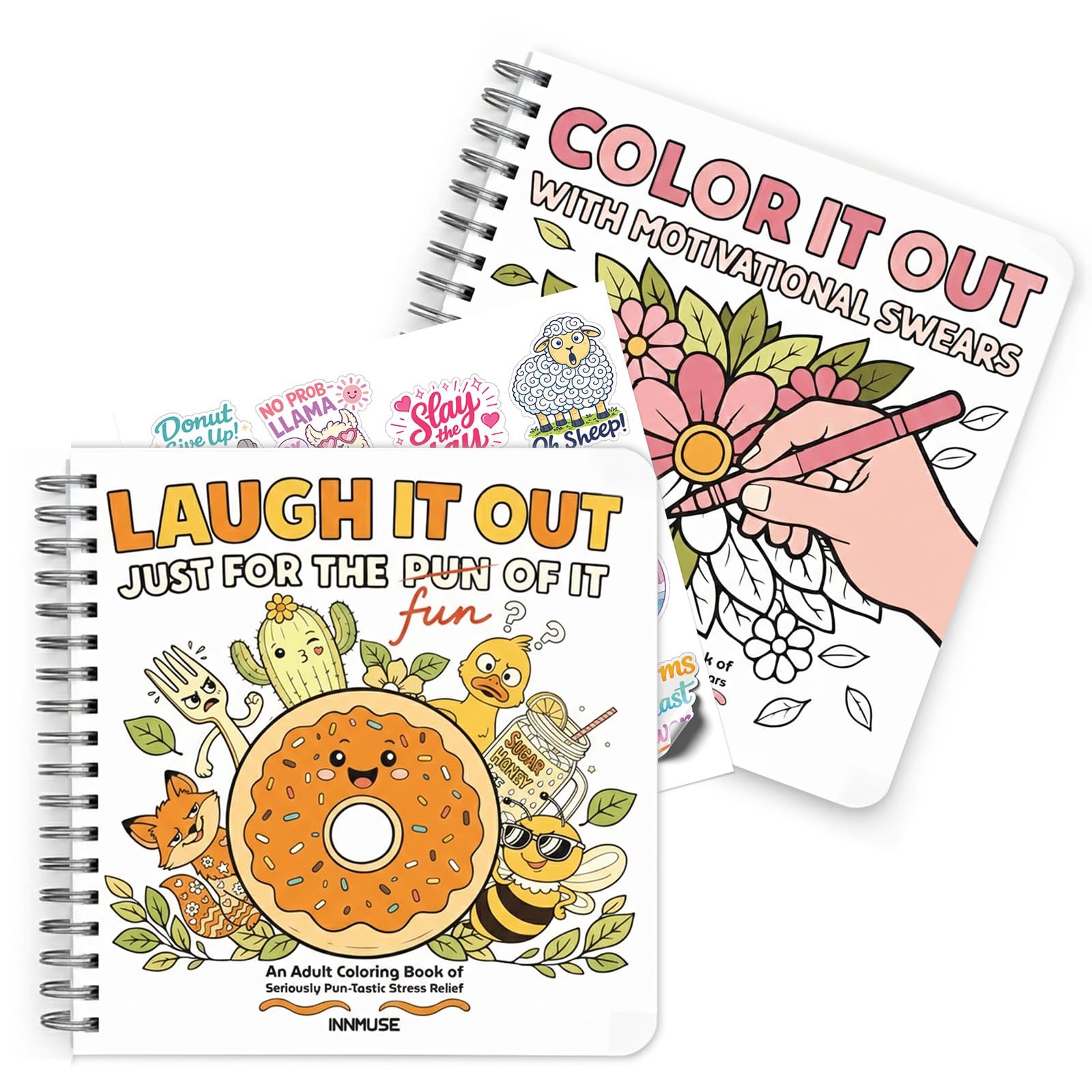 Adult Coloring Book Set of 2 – Funny Pun & Motivational Swear Coloring Books ...