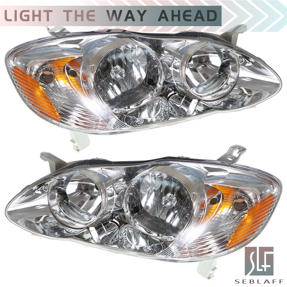 Left&Right Headlights Headlamp For Toyota Corolla CE/LE/S 4-Door Sedan 2003-2008