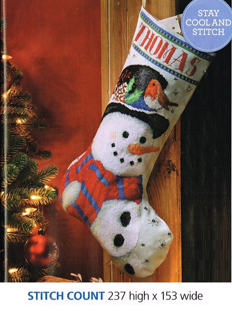 SNOWPAL STOCKING CROSS STITCH PATTERN  ONLY - EQ  PEP