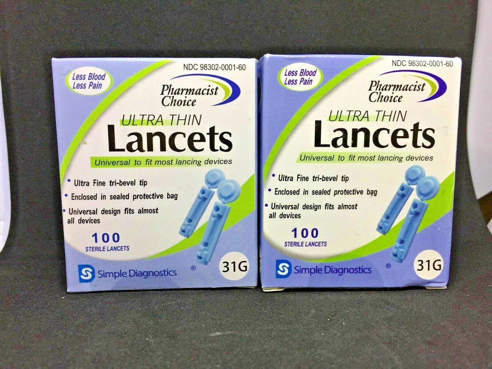 Pharmacist Choice 31G Ultra Thin Universal Sterile Lancets Blue Twist ~2x100 Box