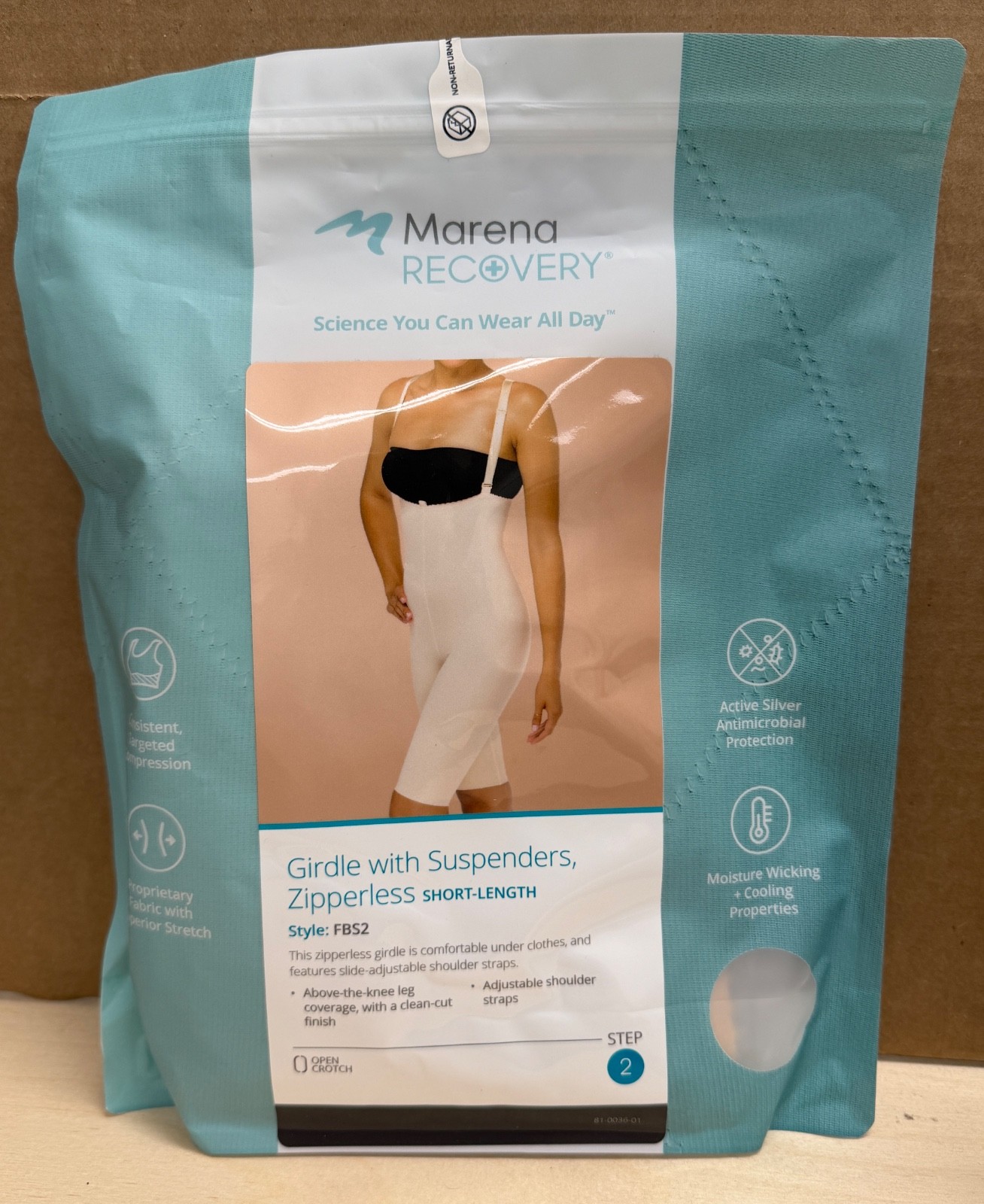 Marena Recovery Girdle With Suspenders, Zipperless Stage 2 Beige Short-length