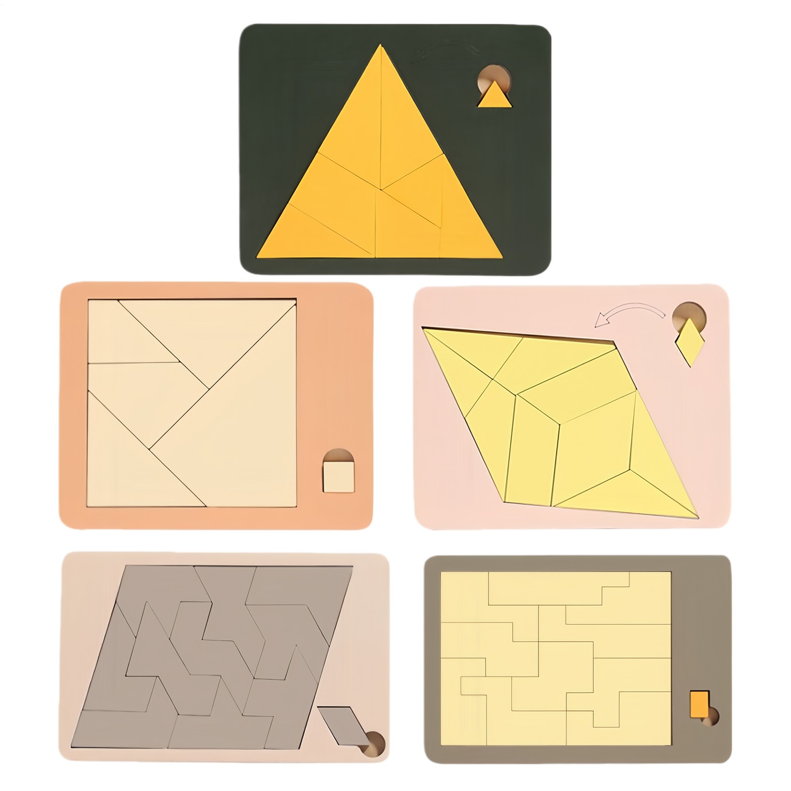 5 Pack/Set Handmade Wooden Impossible Triangle Puzzle Brain Teaser Tangram