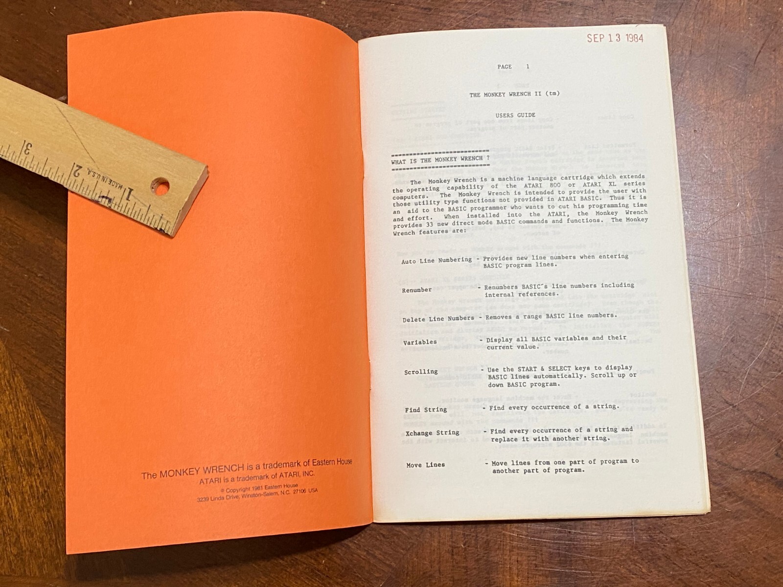 Rare 1981 THE MONKEY WRENCH Vintage Atari Programmer Computer Guide
