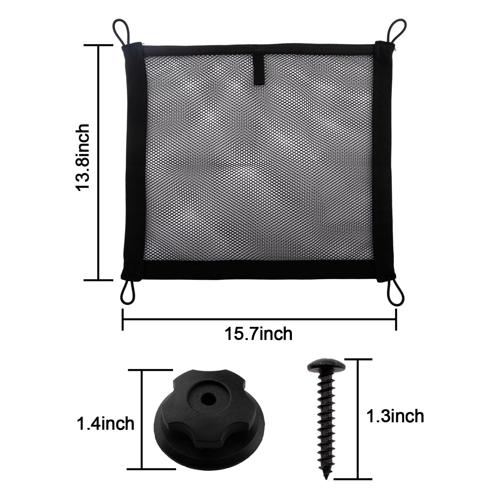 2 Pack Small Cargo Net Pocket Storage Mesh Netting Organizer with 8 PCS Mount...