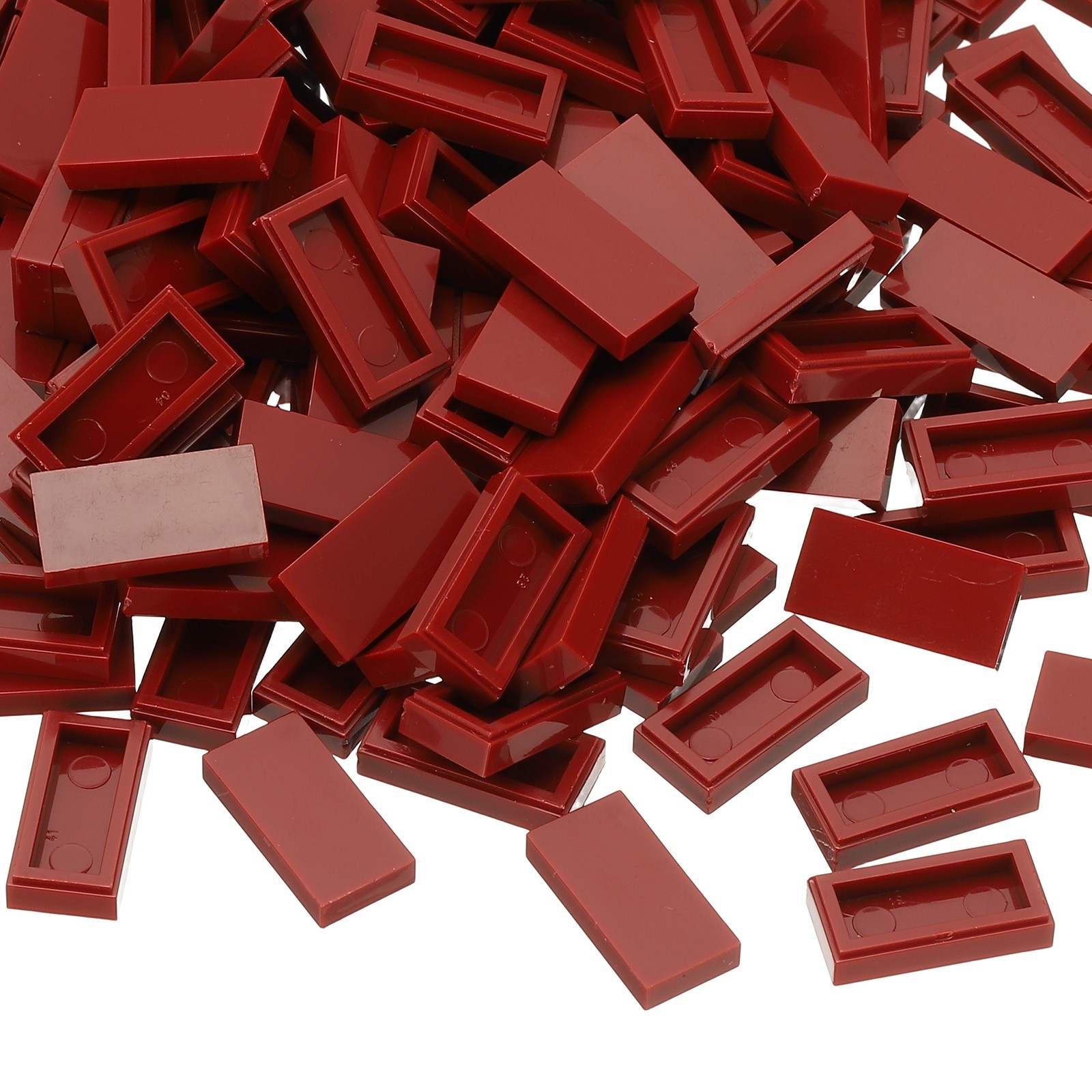 370 Pcs 1x2 Square Persimmon Red Flat Blocks Bulk for Building Floor