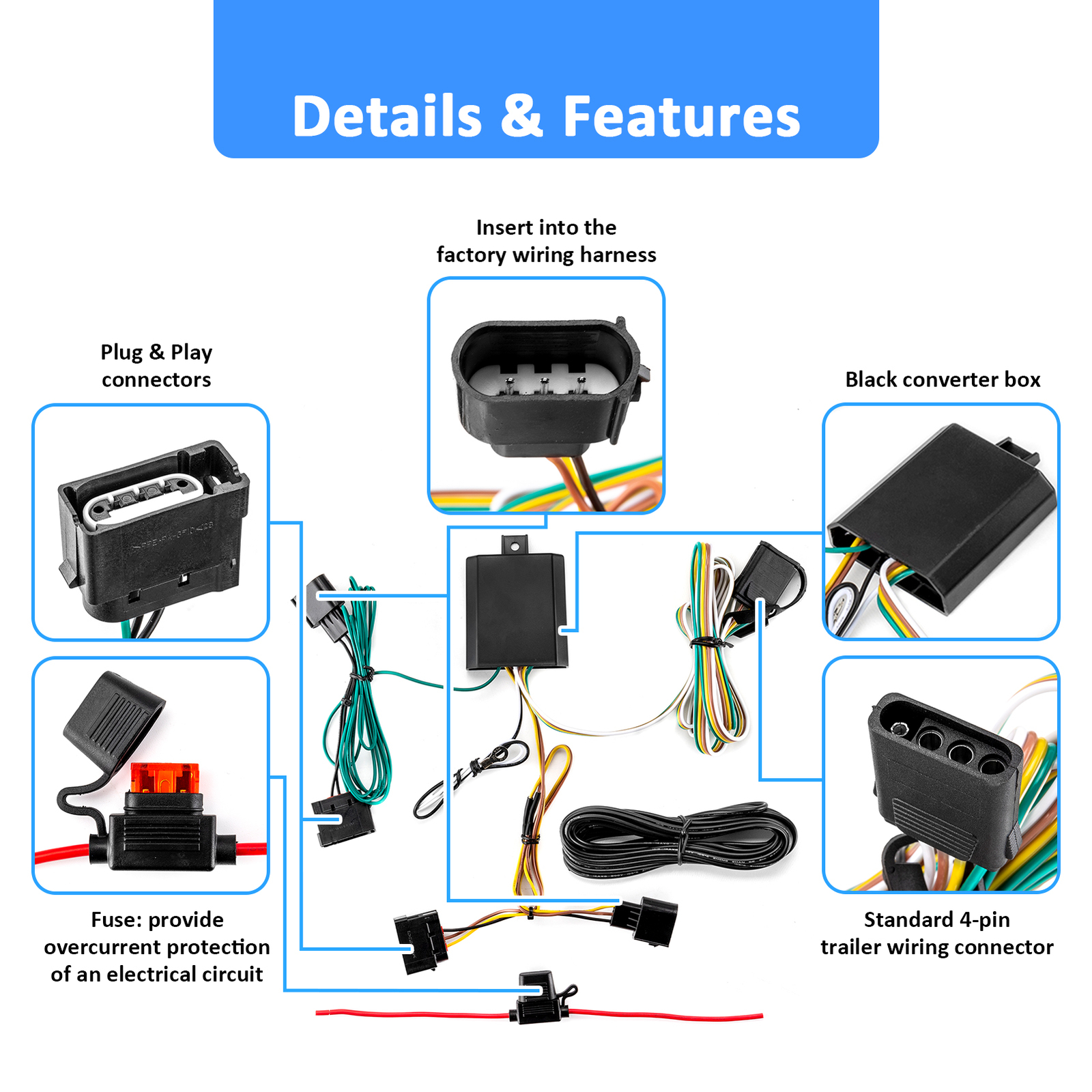 For 2008-2012 Ford Escape - Trailer Tow Light Wiring Harness Connector
