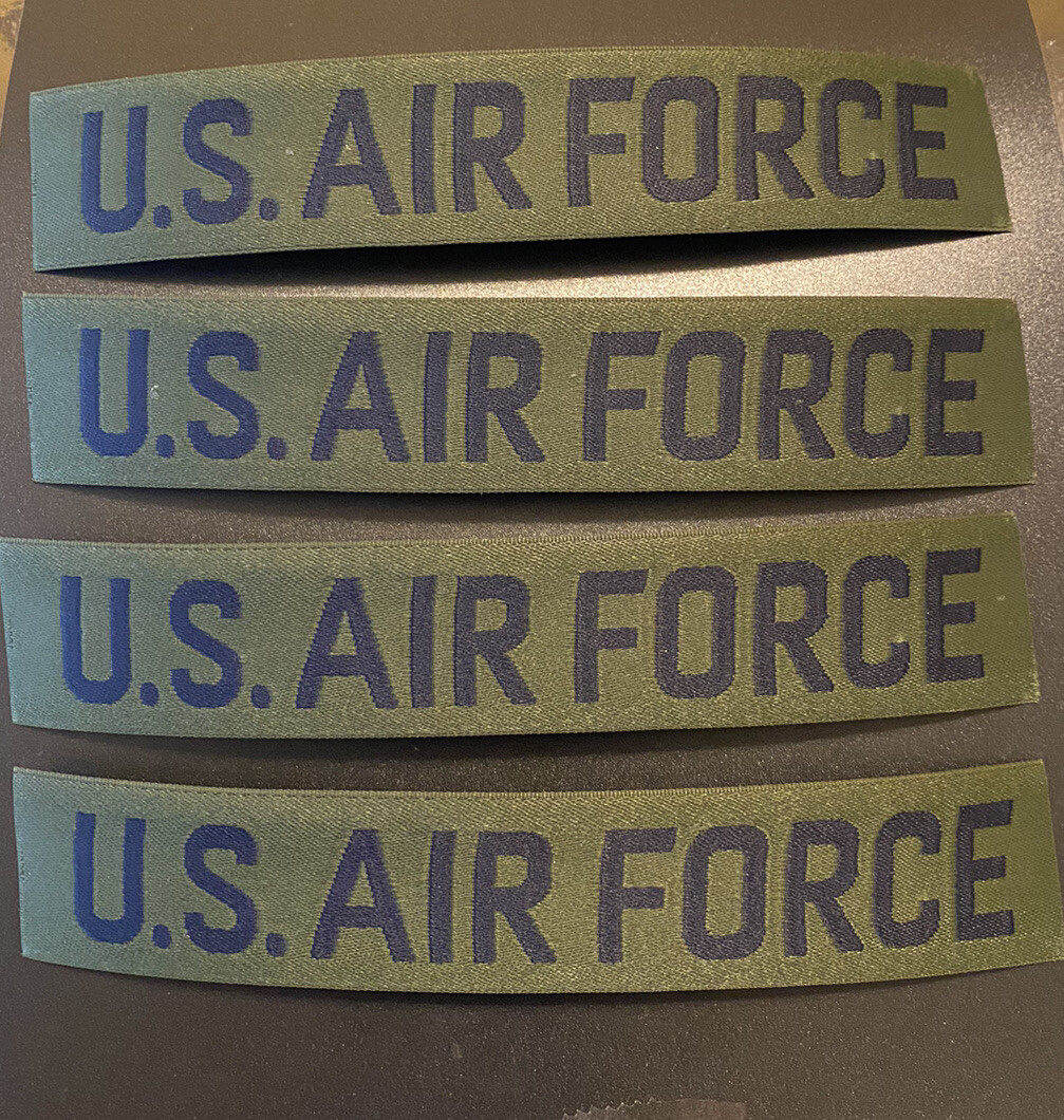 4 x Patch US Air Force USAF Green Name Tape Strip Nametape USGI