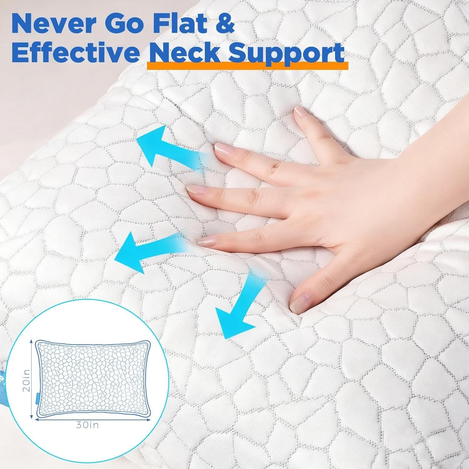 Cooling Bed Pillows for Sleeping 1 Pack Shredded Memory Foam Pillows Adjustab...
