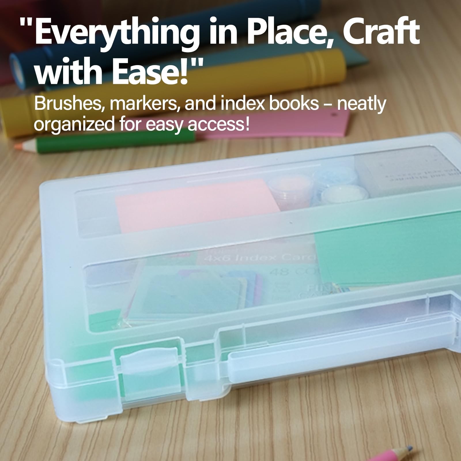 Scrapbook Paper Storage 4 Pack Stackable Craft Organizers Handle 8.5x11 Box