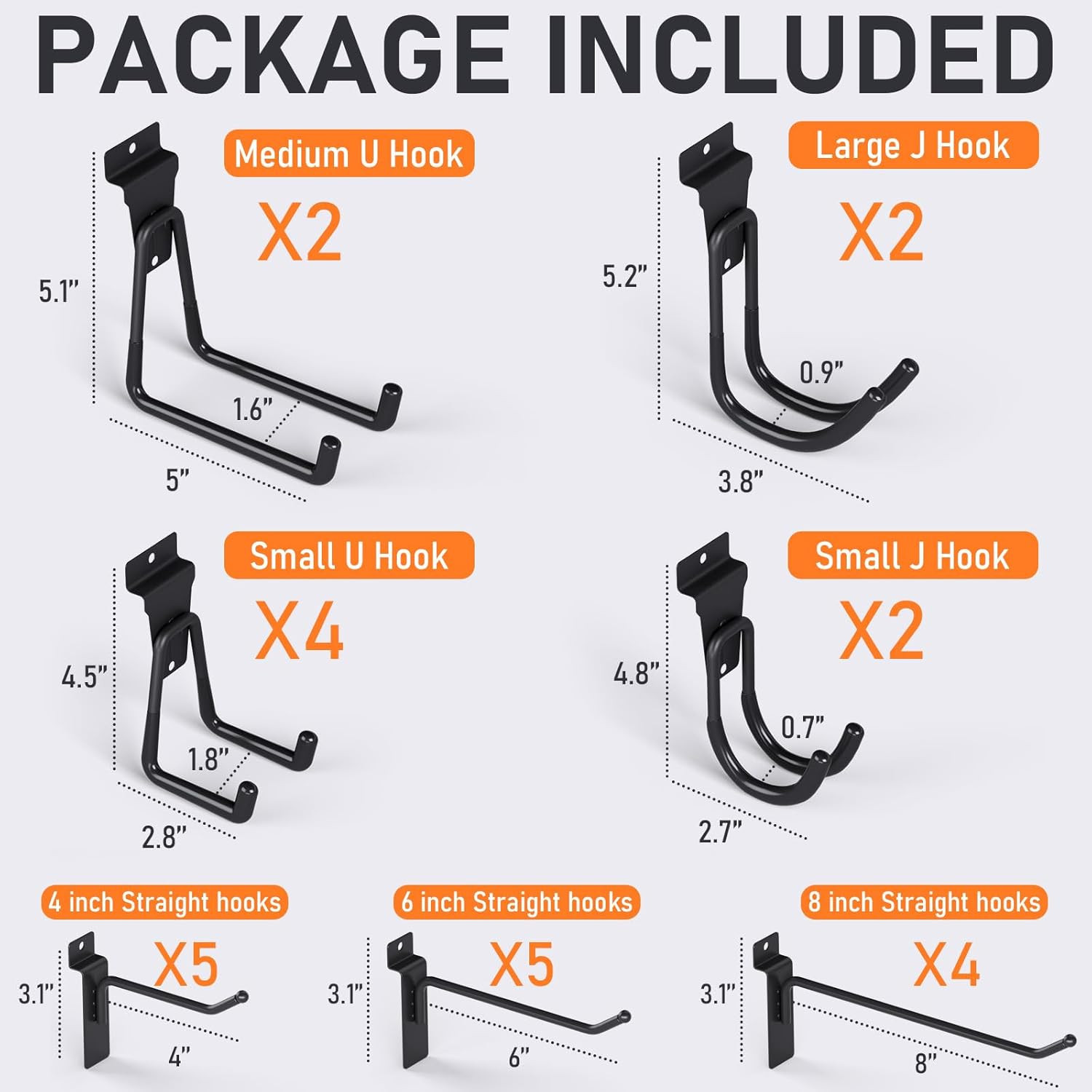 24 Pack Heavy Duty Slatwall Hooks, Black Slatwall Panel Accessories Assortment,