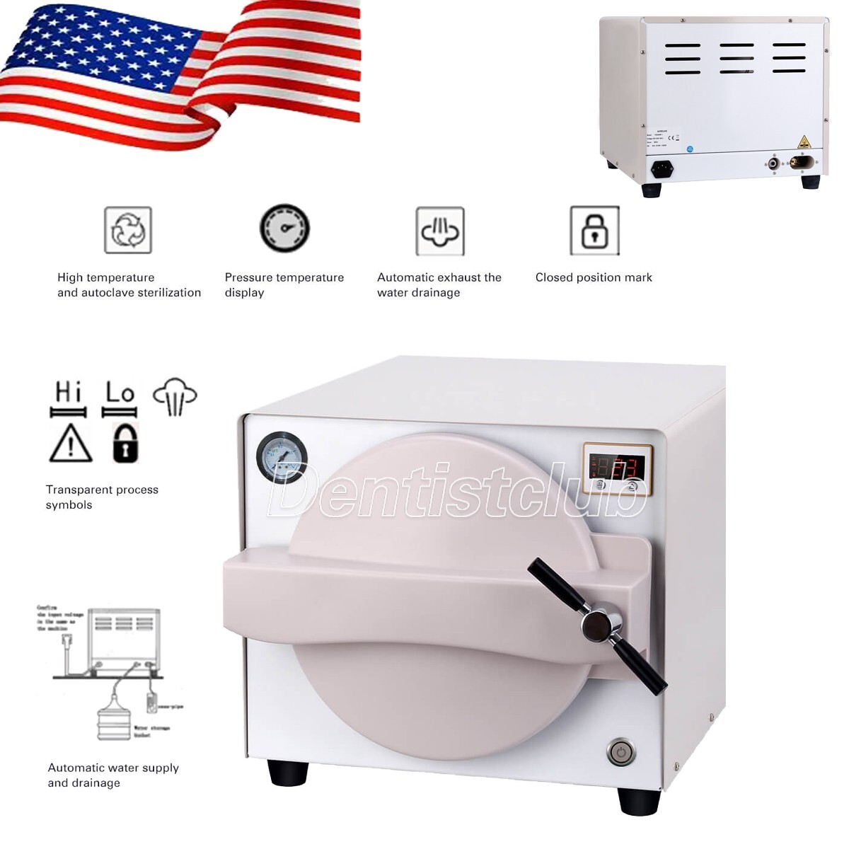 18L Dental Lab Autoclave Steam Sterilizer Vacuum Pressure Medical Sterilization
