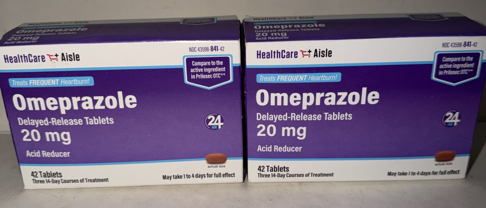 2 Boxes Omeprazole 20 Mg 42 Delayed-Release Acid Reducer Capsules Exp 09/2026