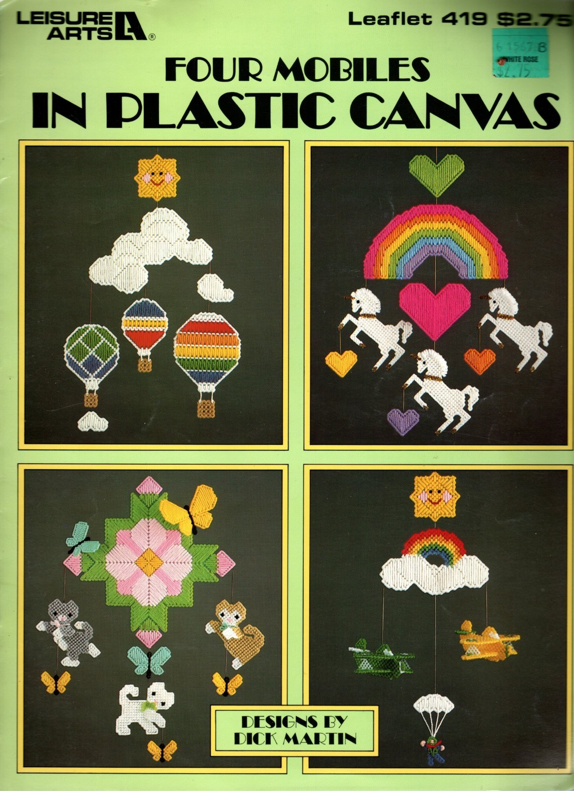 Leisure Arts 419 FOUR MOBILES Rainbows Balloons Plastic Canvas Pattern Leaflet