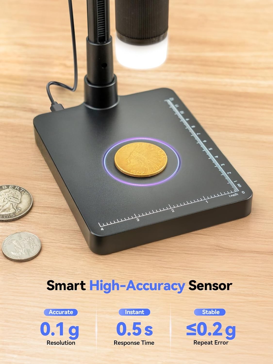 TOMLOV 200X Digital Microscope with Screen Error Coin Collector Scale Microscope