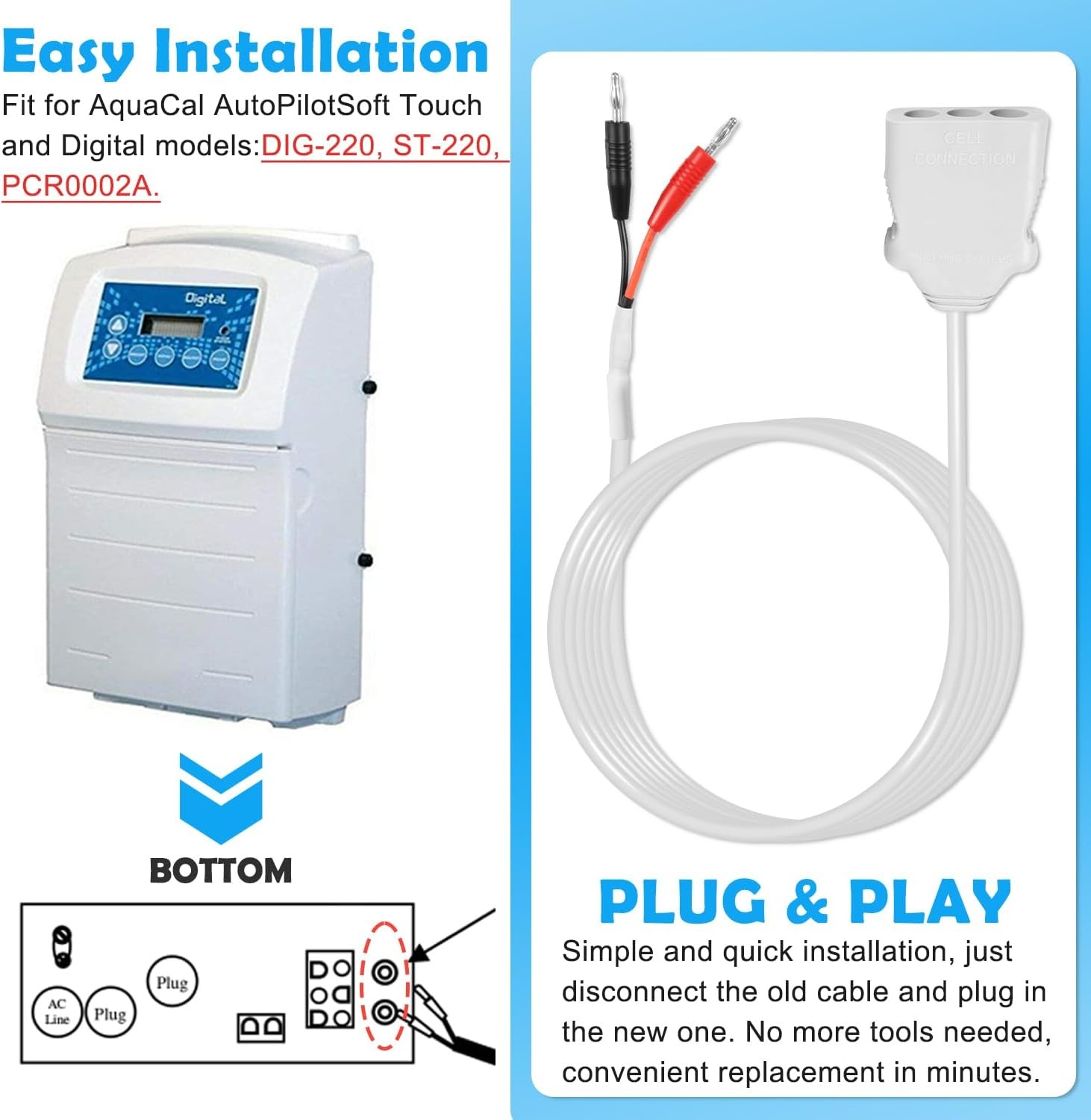 Cell Cord 952 ST/DIG for Autopilot Pool Pilot Digital DIG-220, Soft Touch ST-220