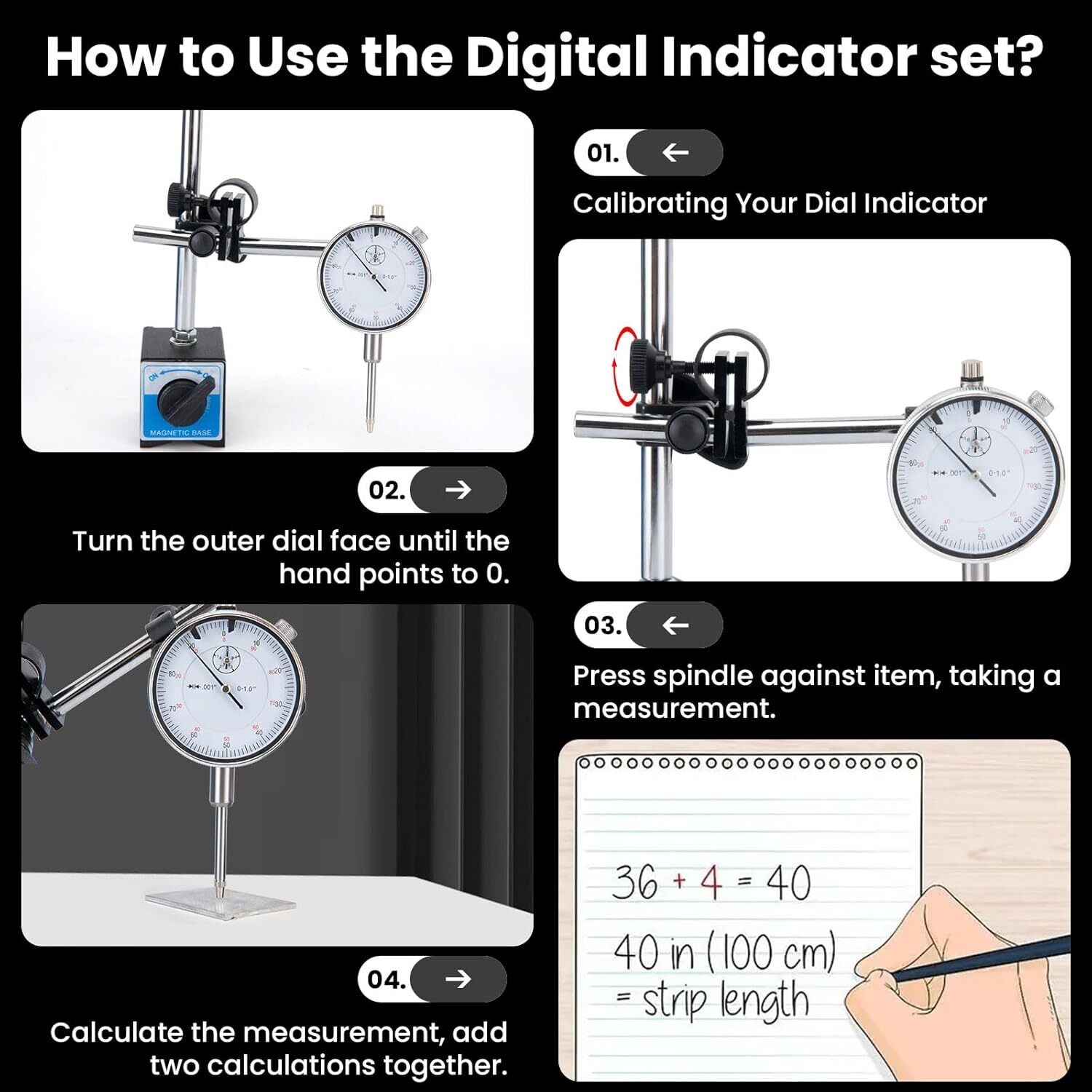 Dial Indicator with Magnetic Base and Point Precision Inspection Set