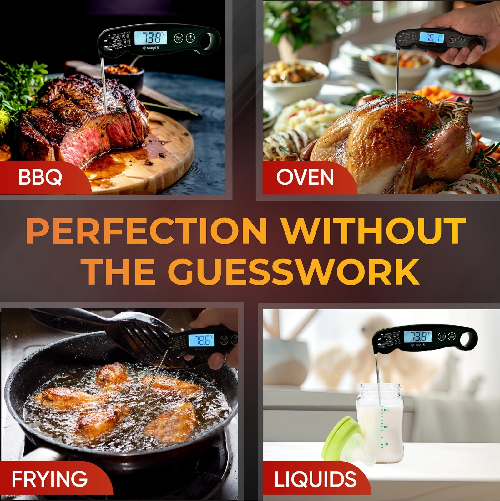 - Instant Read Thermometer | Ultra-Fast & Waterproof | Bright Backlight & Foo...