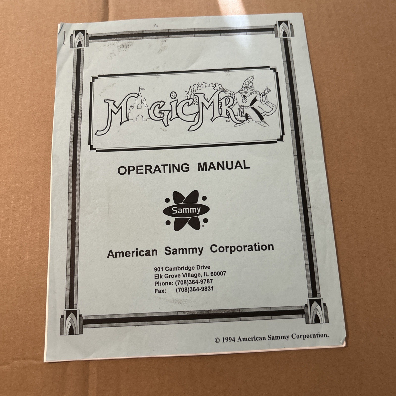 original Factory  arcade  game Manual Magic Mr. King American Sammy