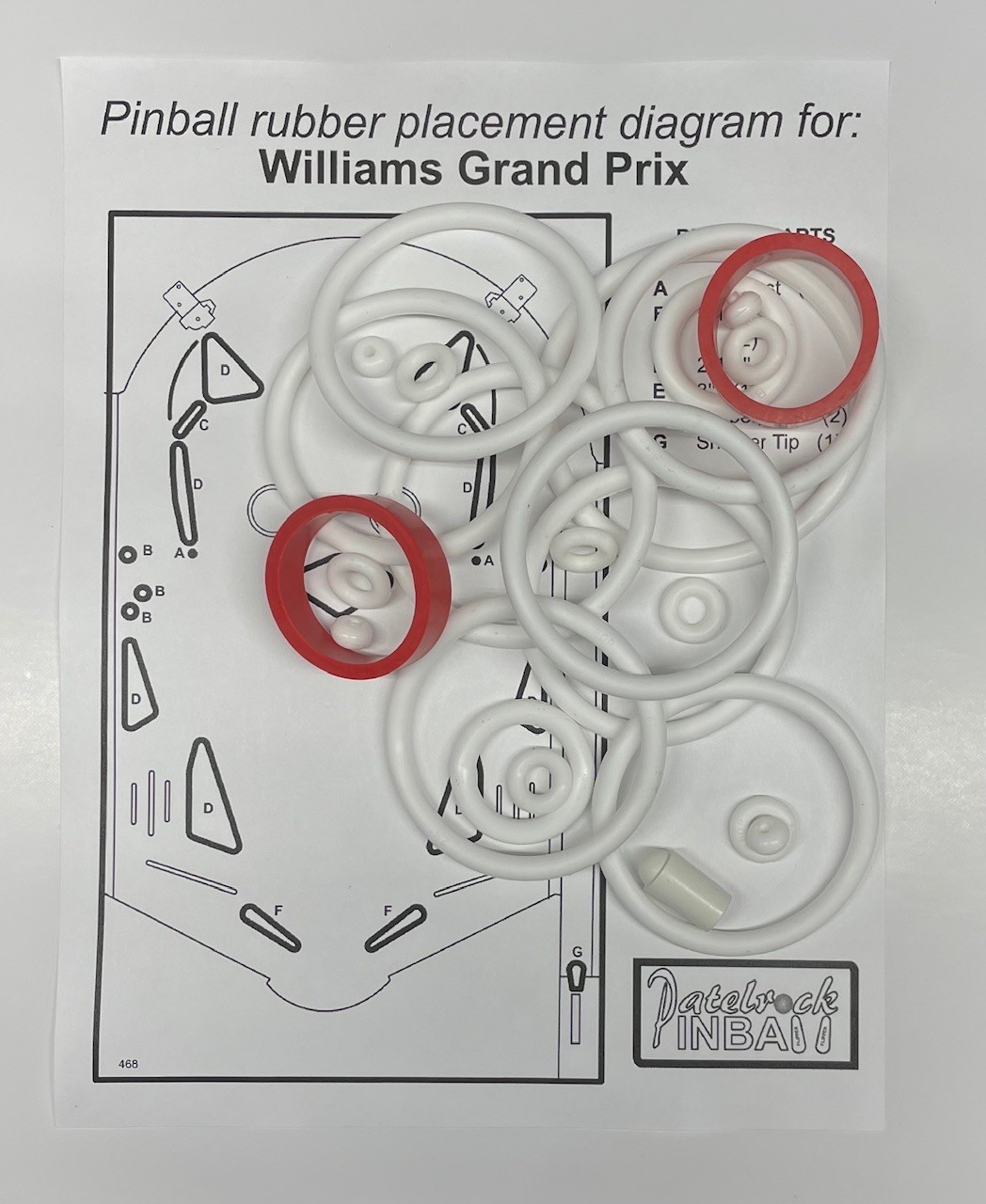Williams Grand Prix Pinball Machine Rubber Ring Kit **Customize Your Kit**
