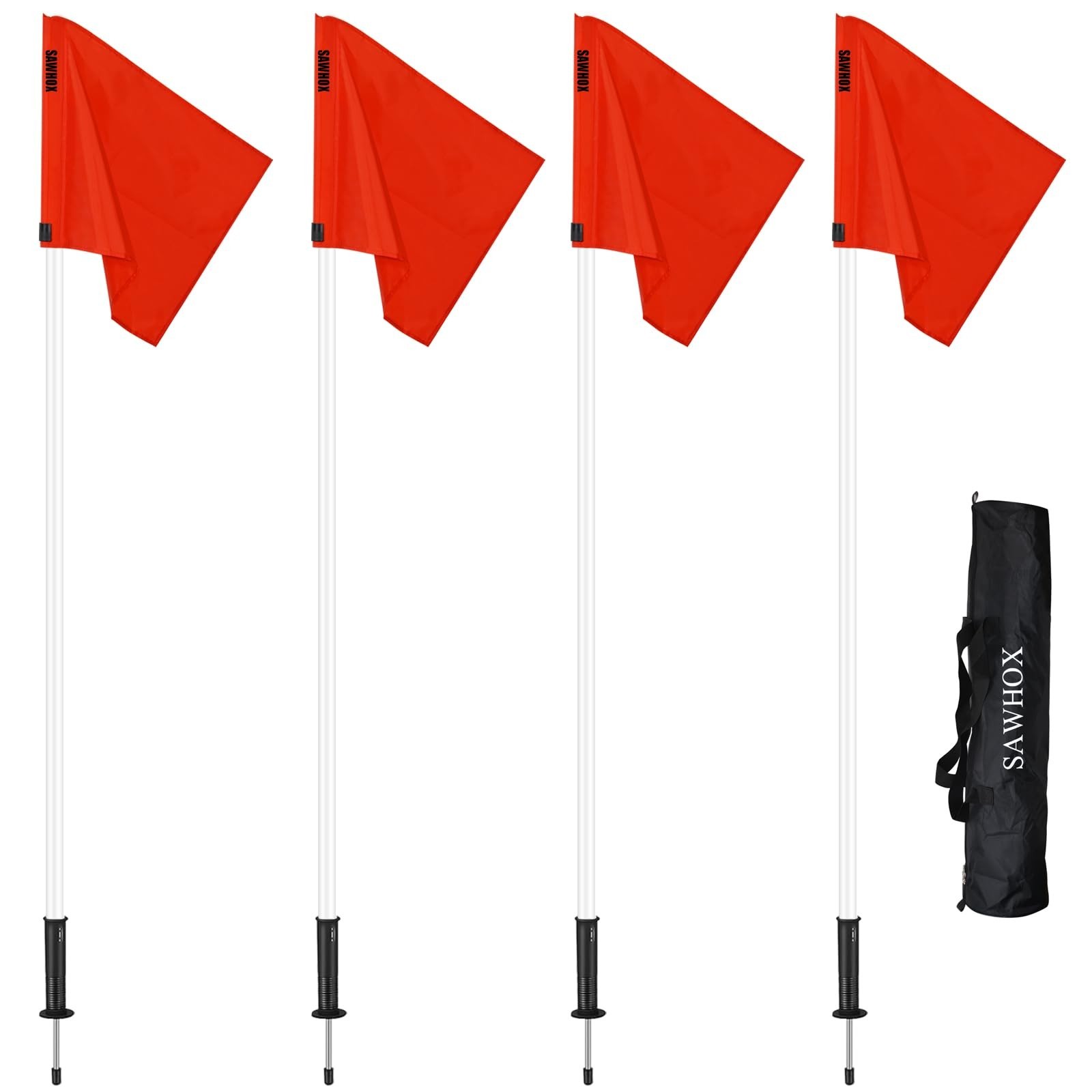 Soccer Corner Flags with Bag, 4-Piece Set for Soccer Field, 5ft ABS Flagpoles...