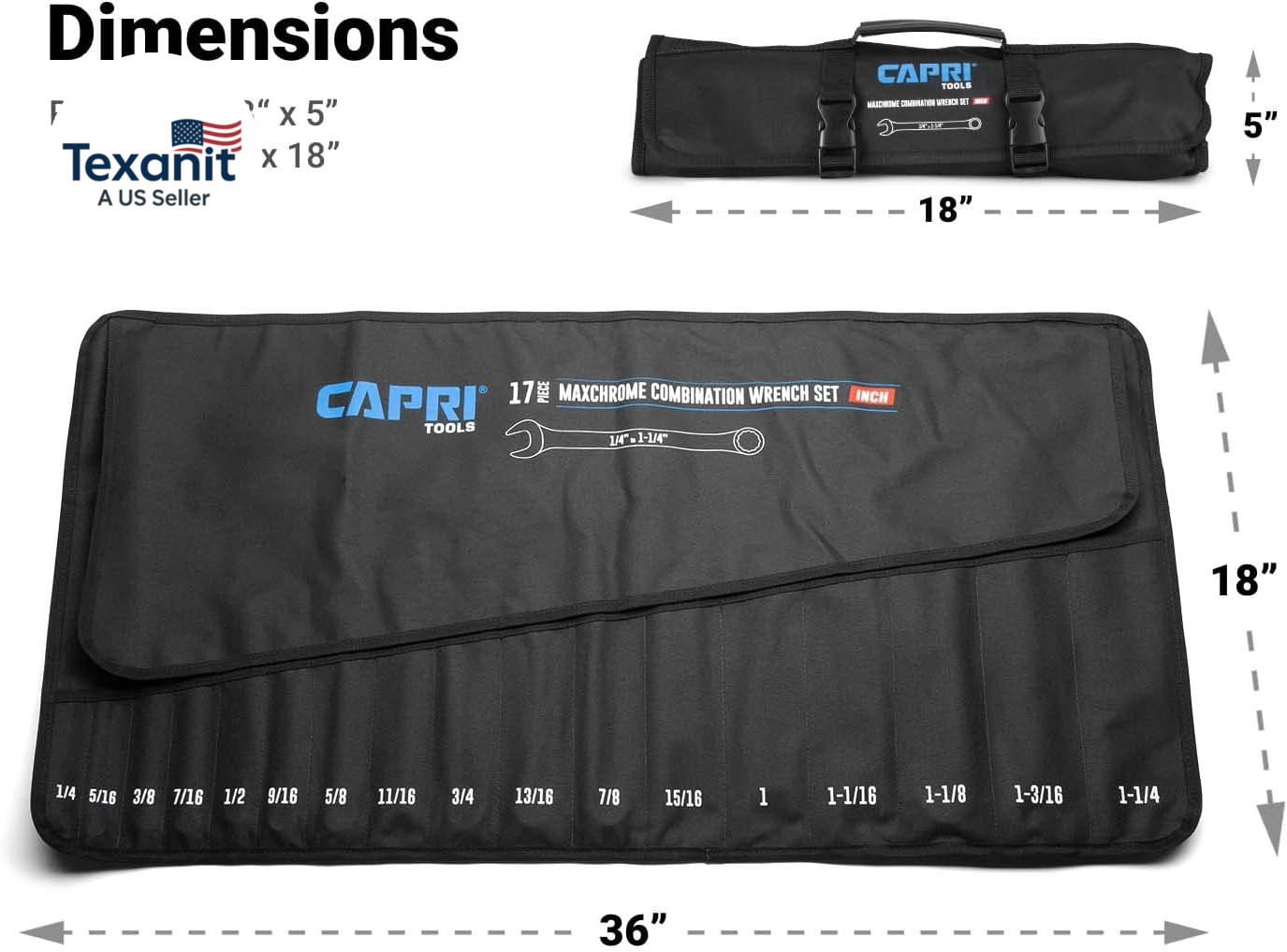 Wrench Roll up Pouch Standard Pockets