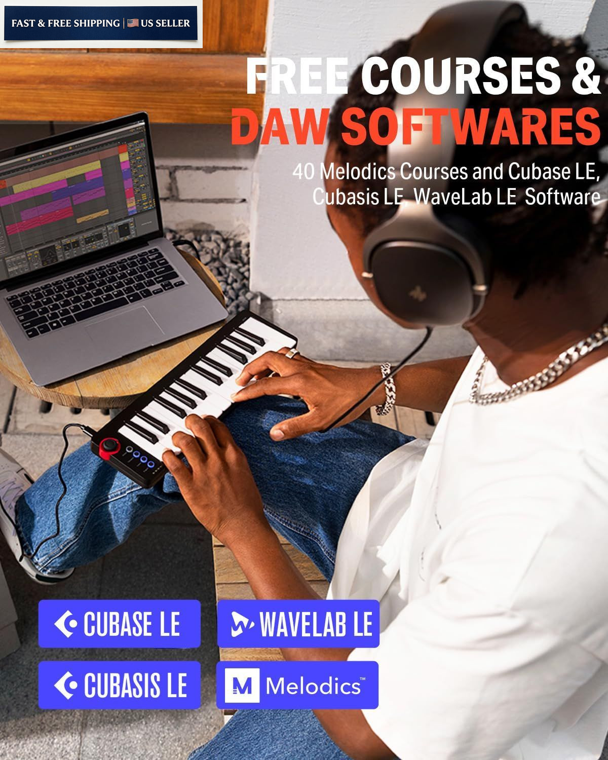 Donner Mini MIDI Keyboard N-25, 25 Key Controller Gifts for Black