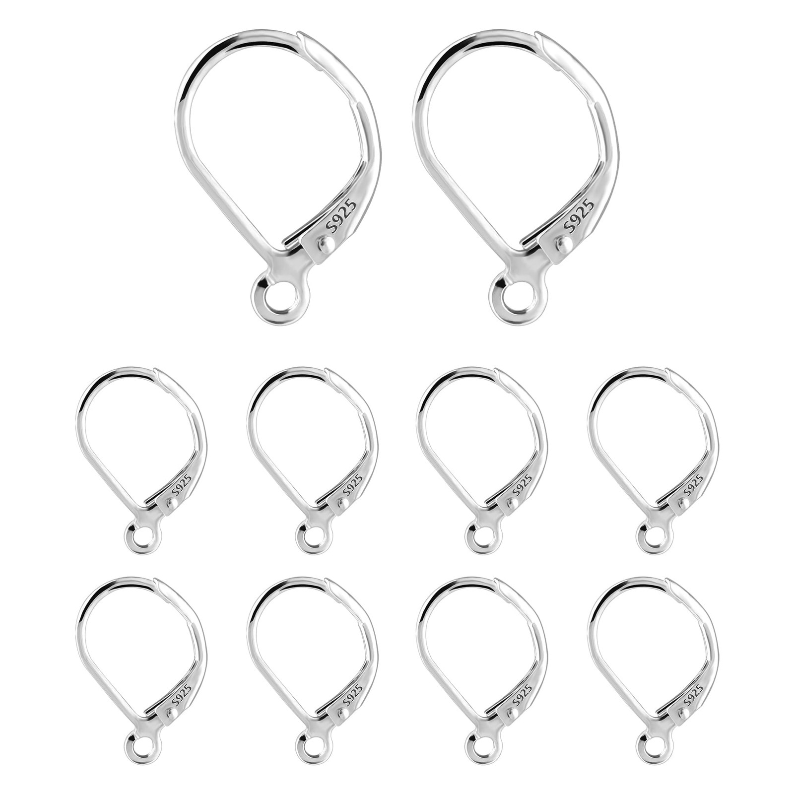 10pcs 925 Sterling Silver Leverback French Earring Hooks 10x16mm Hypoallergen...