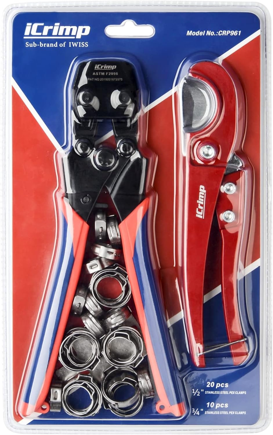 PEX Cinch Tool Kit for 3/8"–1" Stainless Steel Clamps | Kit Includes 20Pcs 1/2",