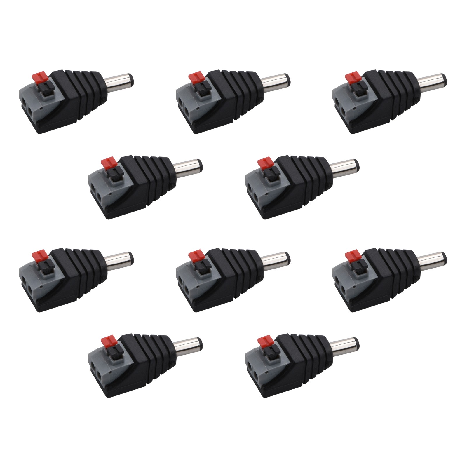 10X Male 5.5mm x 2.1mm DC Power Female Plug Connector For LED Strip Light Lamp