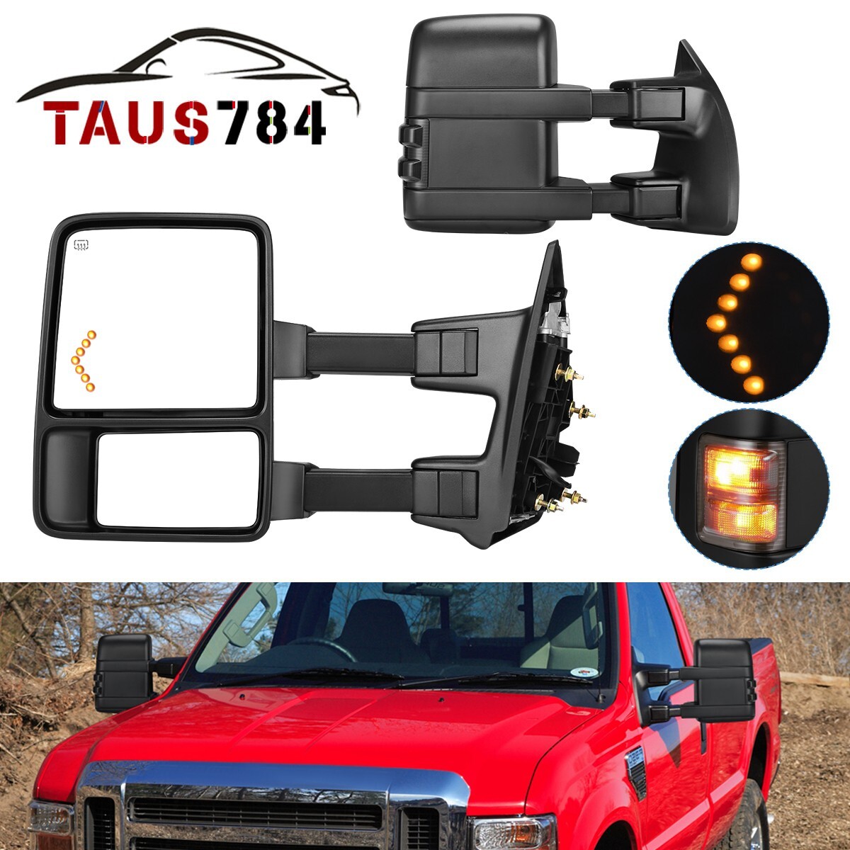 Power Heated Tow Mirrors for 1999- 2007 Ford F250 F350 F450 F550 w/ Turn Signal